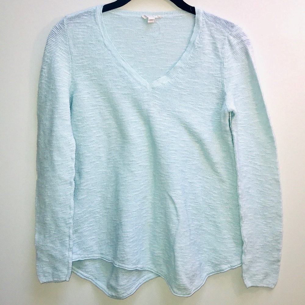 |Eileen Fisher| Petite V Neck Sea Green Sweater